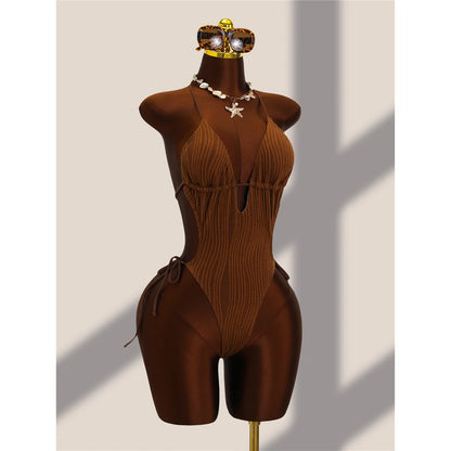 Damen Badeanzug Blumendruck One-Shoulder asymmetrisch Cut-Out Monokini gepolstert