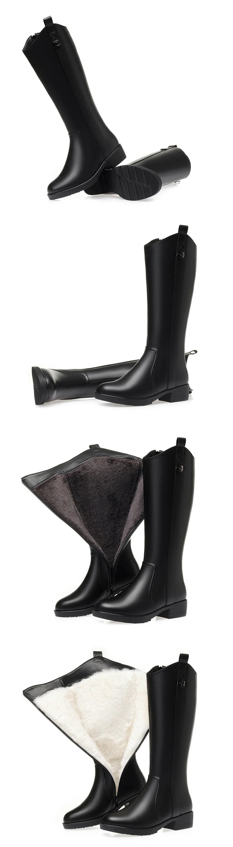 AIYUQI Women Boots Winter 2025 New Large Size Genuine Leather Women Long Boots Natural Wool Western Cowboy Boots Ladies