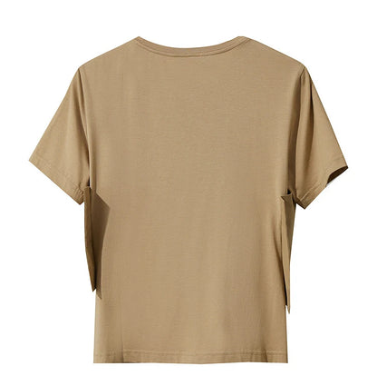 Damen T-Shirt im minimalistischen Stil mit lässigem Komfort und geradem Spleißen