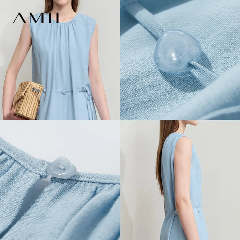 Ärmelloses Damen Viskose Kleid Mit Schnürung Und Komfort