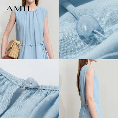 Ärmelloses Damen Viskose Kleid Mit Schnürung Und Komfort