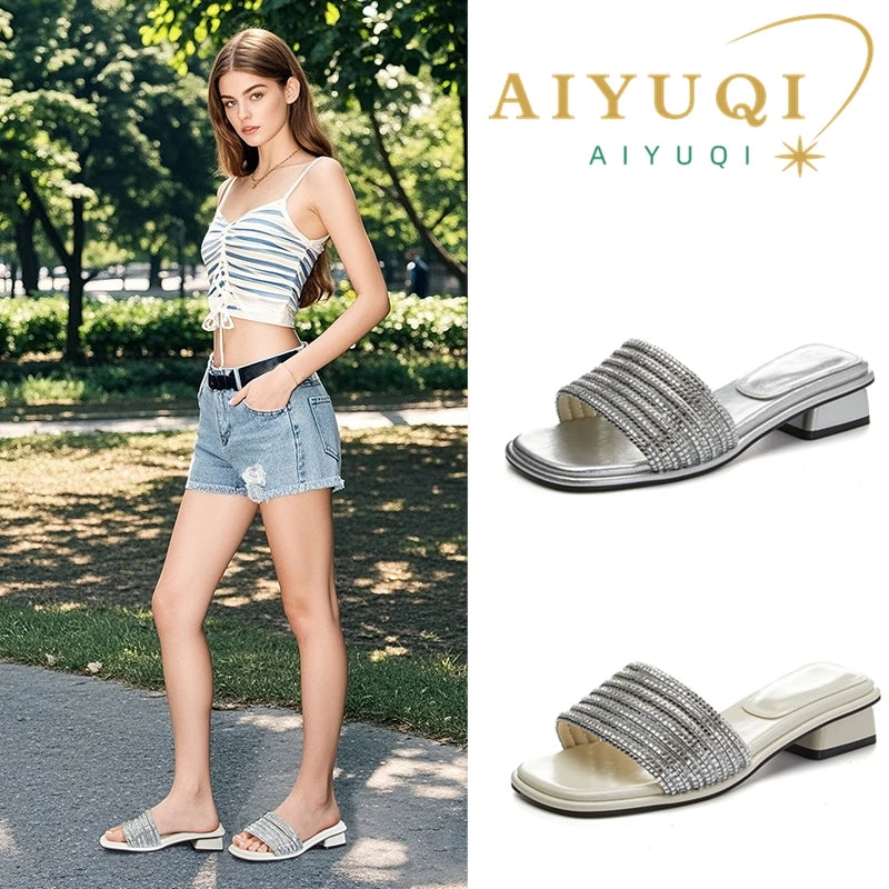 AIYUQI Damen-Hausschuhe, 2025, neue rutschfeste Flip-Flops für Damen, Sommer, große Größe, Strass, Damenschuhe