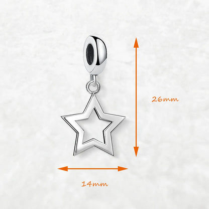 Damen-Charm-Anhänger Stern ausgeschnitten zeitlos aus Sterlingsilber