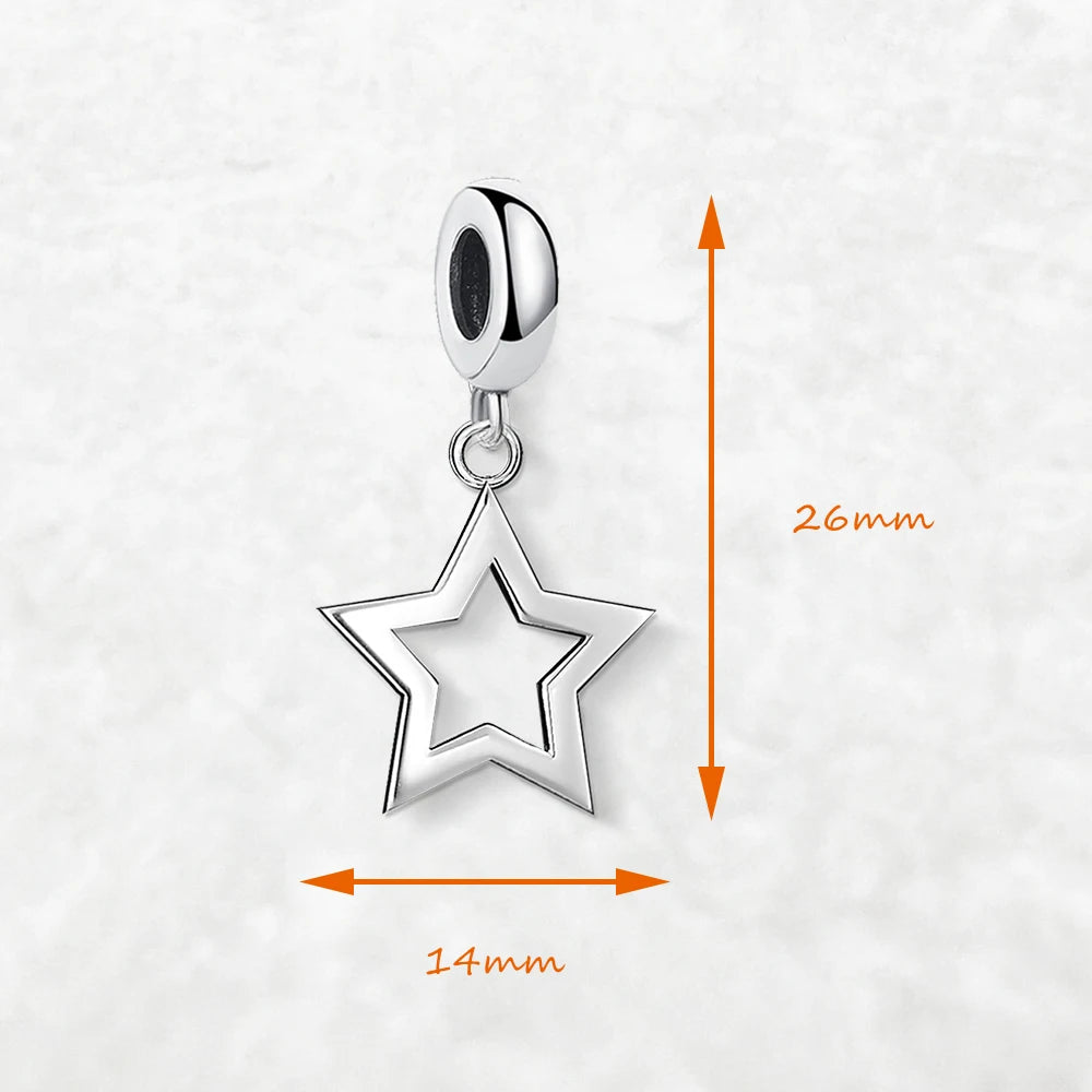 Damen-Charm-Anhänger Stern ausgeschnitten zeitlos II aus Sterlingsilber