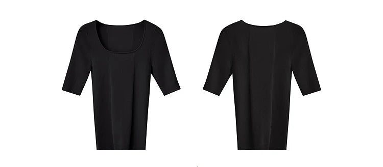 Damen-Strickpullover mit quadratischem Ausschnitt und Halbarm, schwarz