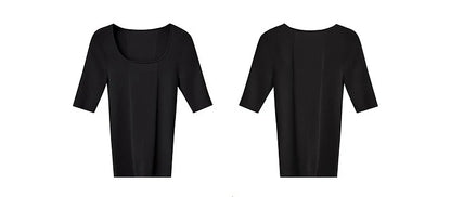 Damen-Strickpullover mit quadratischem Ausschnitt und Halbarm, schwarz
