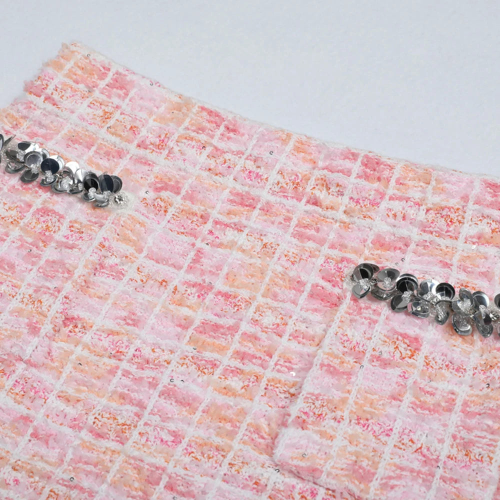 Eleganter Damen-A-Linien-Rock mit hohem Bund und Patchwork-Design im minimalistischen Stil