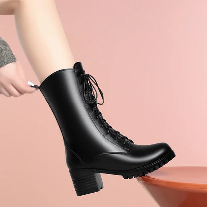 AIYUQI 2025 new women's snow boots non-slip work boots women large size winter warm motorcycle boots girls ankle boots