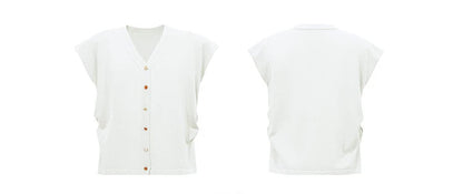 Damen V-Ausschnitt Cardigan Crop Kurzarm Viskose Sommer