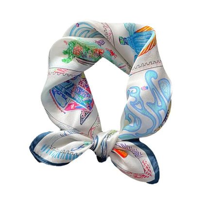 Damen Seidensatin Schal Tasche Kopf Bandana Halstuch bedruckt L