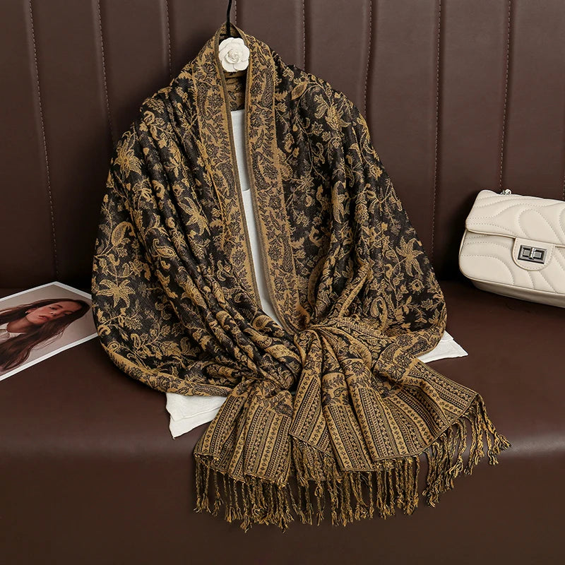 Damen Winterschal Kaschmir Pashmina Luxus Druck warm Stolen Foulard Baumwolle