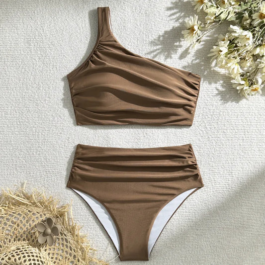 Dreiteiliger Damen-Bikini mit Push-up-Effekt und Print – ideal für Strand und Pool