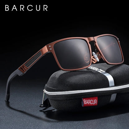 Sonnenbrille Al-Mg quadratisch Vintage polarisiert UV400 Business Herren