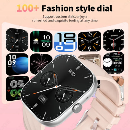 LIGE Neue Smartwatch mit Sprachanruf, ultragroßer 2,01'' HD-Bildschirm, 24-Stunden-Gesundheitsmonitor, Smartwatch, 100+ Sportmodi, modische Zifferblätter