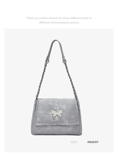Elegante Damen Schultertasche aus PU-Leder mit Schmetterlings-Dekor