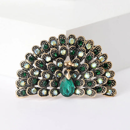 Brosche Pfau Kristall Emaille Tier Anstecknadel Damen