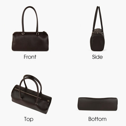 Unifarbenes Vollnarbiges Rindsleder | Schultertasche Boston-Form