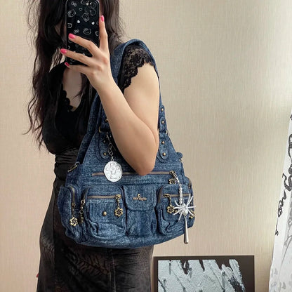 Damen-Hobo-Handtasche aus gewaschenem Leder Schwarz mit Reißverschluss und Innenfächern