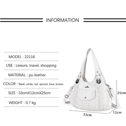 Damen-Hobo-Tasche Aus Weichem Leder Mit Abnehmbarem Schulterriemen Für Alltag Und Reisen