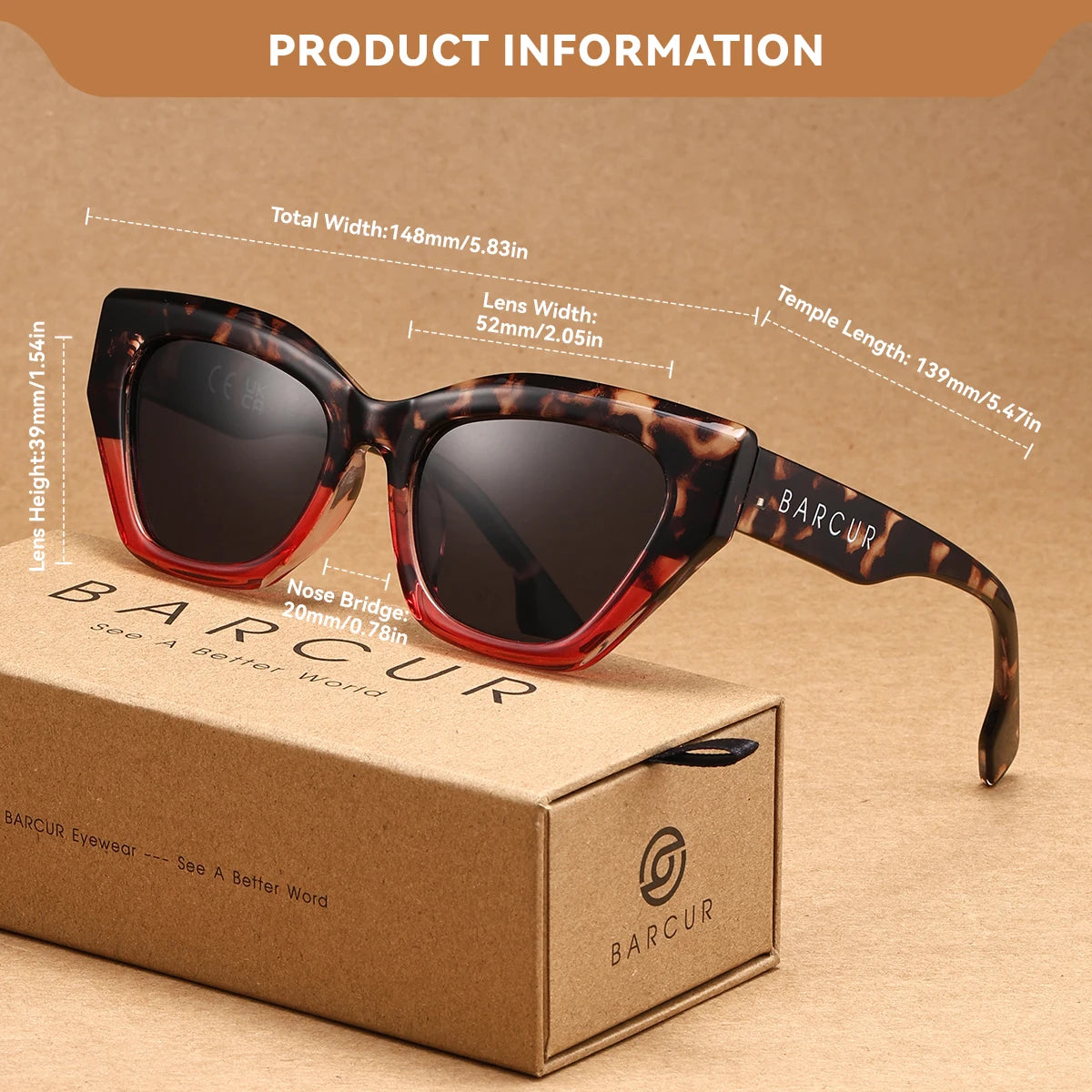 Sonnenbrille Katzenauge Polycarbonat UV-Schutz polarisiert Unisex