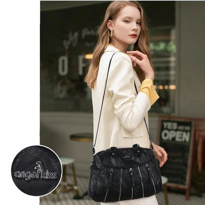 Damen-Handtasche Denim Mit Gepolstertem Tragegriff Und Viel Platz Für Alltag Und Reisen Mit Mehrfachfächern