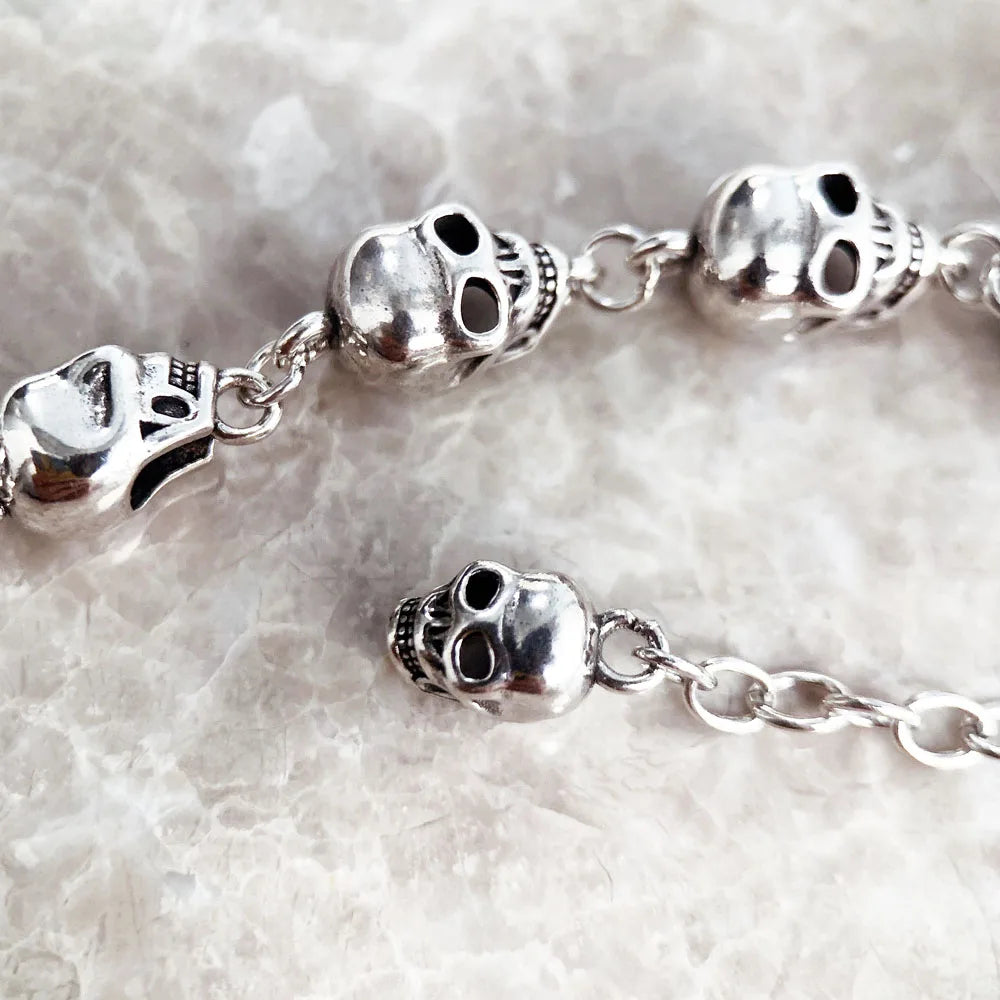 Damen-Armband Schädel Gliederkette Punk Rebel aus Sterlingsilber