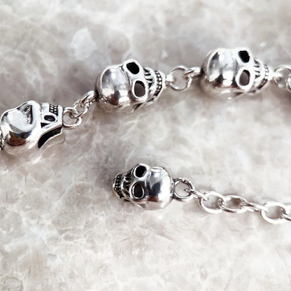Damen-Armband Schädel Gliederkette Punk Rebel aus Sterlingsilber
