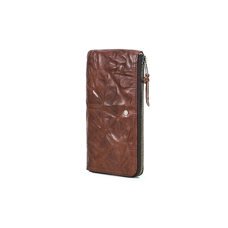 Herren Echtleder Lange Geldbörse Vintage RFID Handyfach 8 Kartenfächer Geschenk