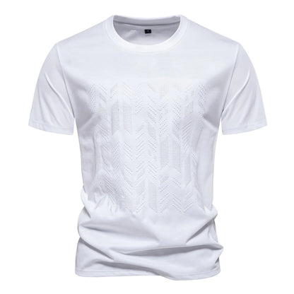 Herren T-Shirt aus Baumwollmischung mit hochwertiger Stickerei und Kurzarm