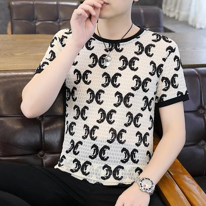 Herren T-Shirt aus Seide mit lässigem Rundhalsausschnitt und kurzen Ärmeln
