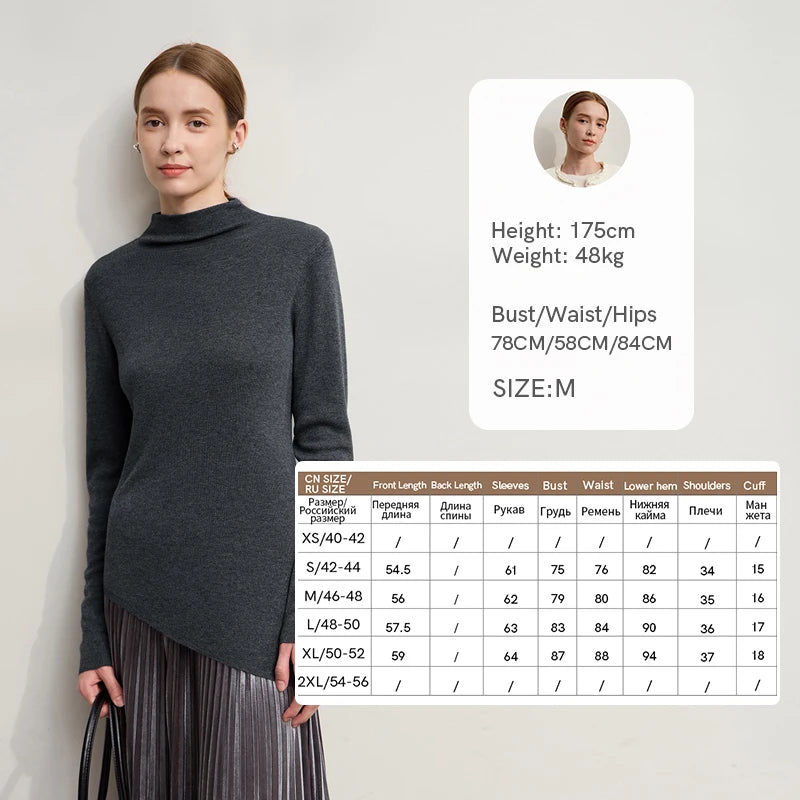 Dunkelgrauer Strickpullover mit Halb-Rollkragen, langen Ärmeln und geripptem Bündchen