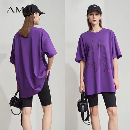 Damen T-Shirt mit Druck im lässigen Rundhals-Stil für das Büro