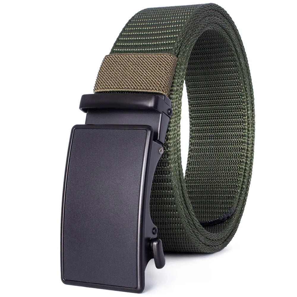 Herren Nylon Canvas-Gürtel Schnellverschluss Casual Army 3,6 cm