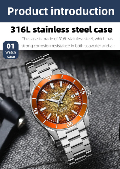 Herren-Taucheruhr mit Miyota-9015-Automatikwerk und Saphirglas