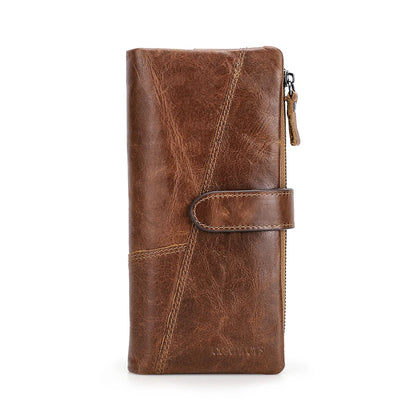 Herren Echtleder Lange Geldbörse Vintage Premium Kartenhalter Geldclip Luxus Reise