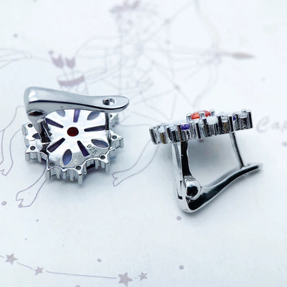 Damen-Ohrclip bunte Blume Boehmen 925 Sterlingsilber II