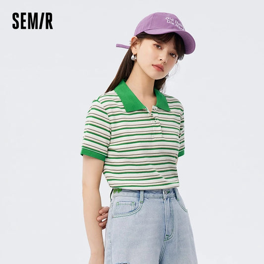 Semir Polo Shirt Frauen eng Sommer neue weiche Waffel gestreiftes Hemd T-Shirt