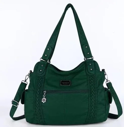 Damen-Schultertasche Aus PU-Leder Mit Reißverschluss Und Innenfächern Großes Stauraumvolumen