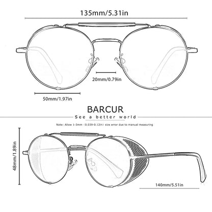 Sonnenbrille Steampunk rund Retro polarisiert Vintage Herren Damen B