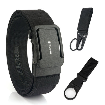 Herren-Taktischer Gürtel aus Nylon mit Automatischer Schnalle, 4,3 cm Breit, 120 cm Länge