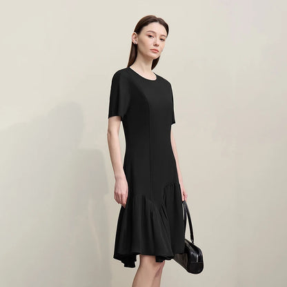 Elegantes Damenkleid Kurzarm Chiffon Stretch Karrierefrau