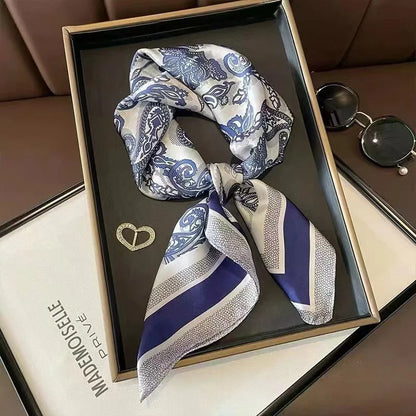 Damen Seidenschal Haarband Frühling Blumen Bandana Halstuch Kopfband elegant B