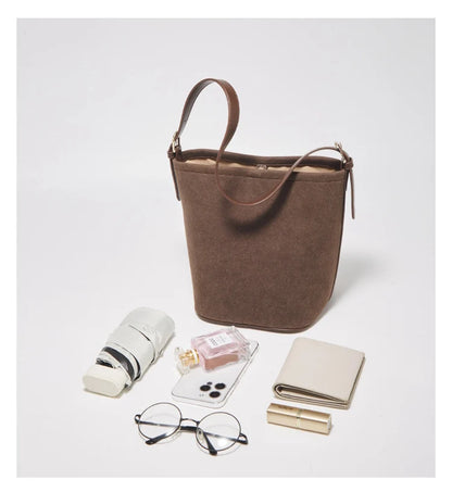 Damen Umhängetasche aus Wildleder 2-in-1 im Retro Stil Crossbody