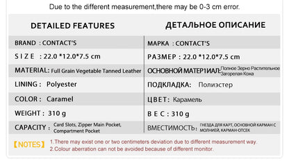 Übersicht zur Schultertasche: Maße 22×12×7,5 cm, Echtleder, Reißverschluss