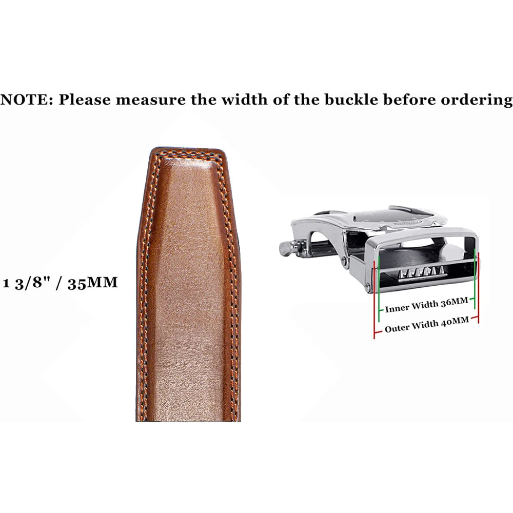 Herren Leder-Gürtelriemen ohne Schnalle 3,5 cm Rindsleder Casual Business