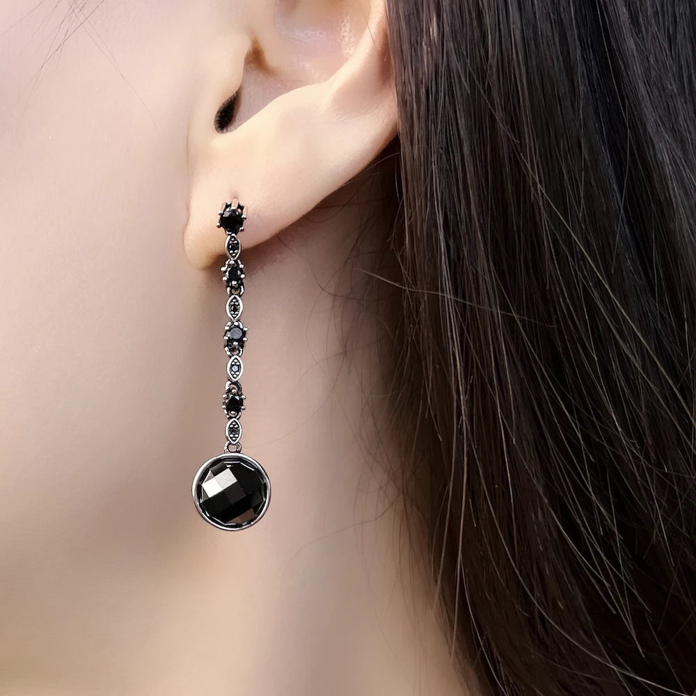 Damen-Tropfenohrringe schwarzer Stern Karma Bohemia aus Sterlingsilber