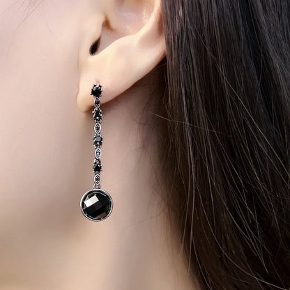 Damen-Tropfenohrringe schwarzer Stern Karma Bohemia aus Sterlingsilber