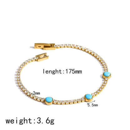 Damen-Tennisarmband mit Türkis-Zirkonia aus Edelstahl