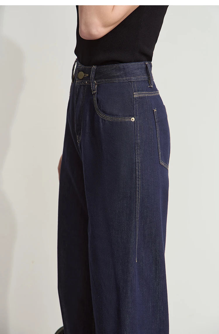 Damen Jeans aus Lyocell-Baumwolle mit weiten Beinen im Retro-Look