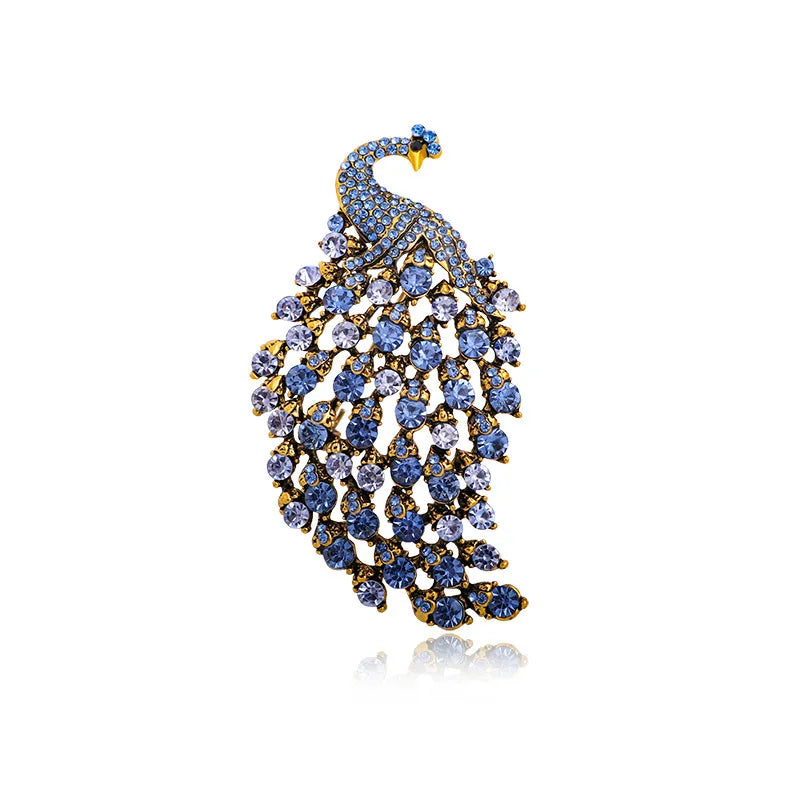 Brosche Pfau Kristall Emaille Tier Anstecknadel Damen